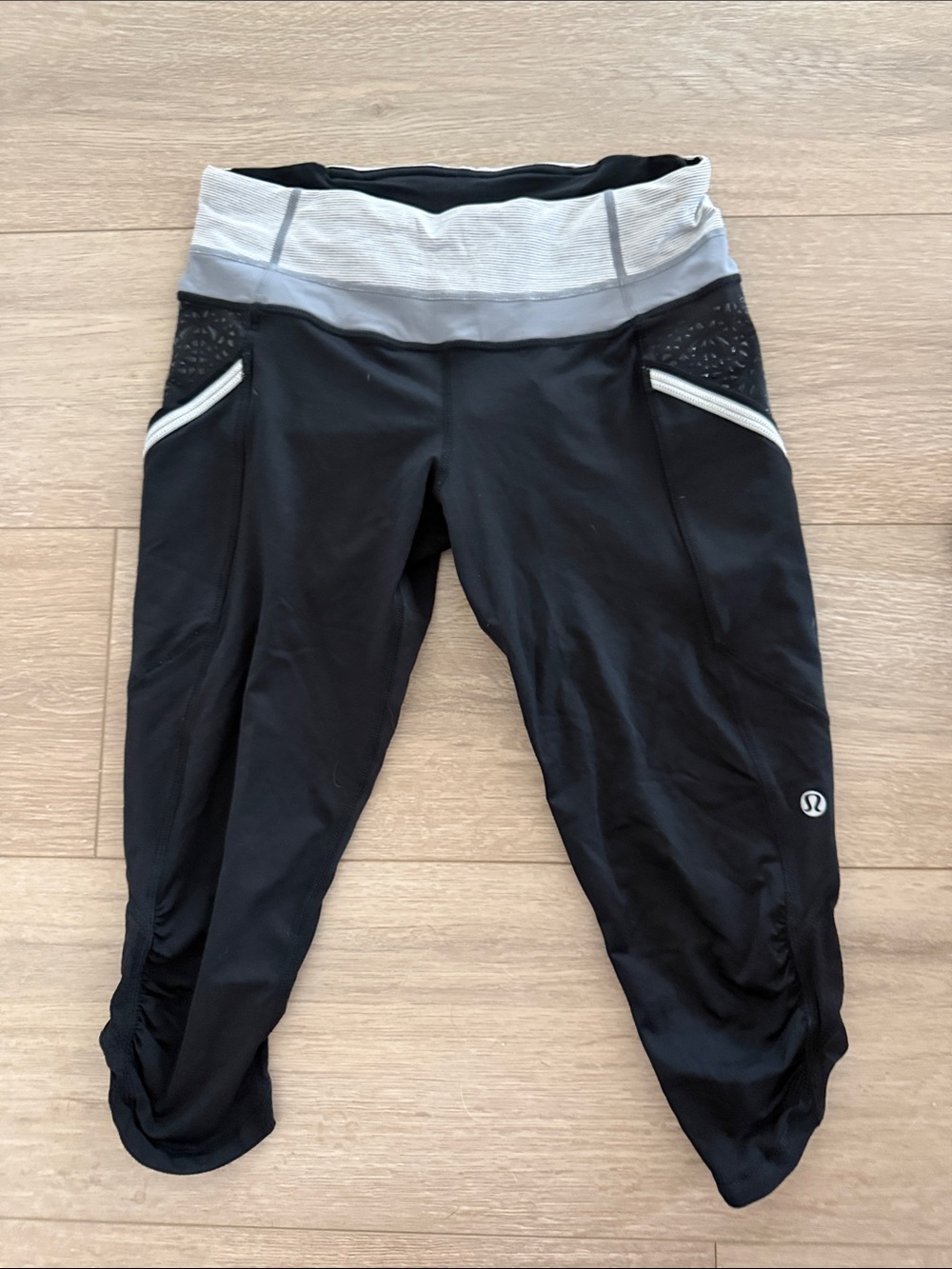 lululemon athletica Black & Gray Capri Leggings